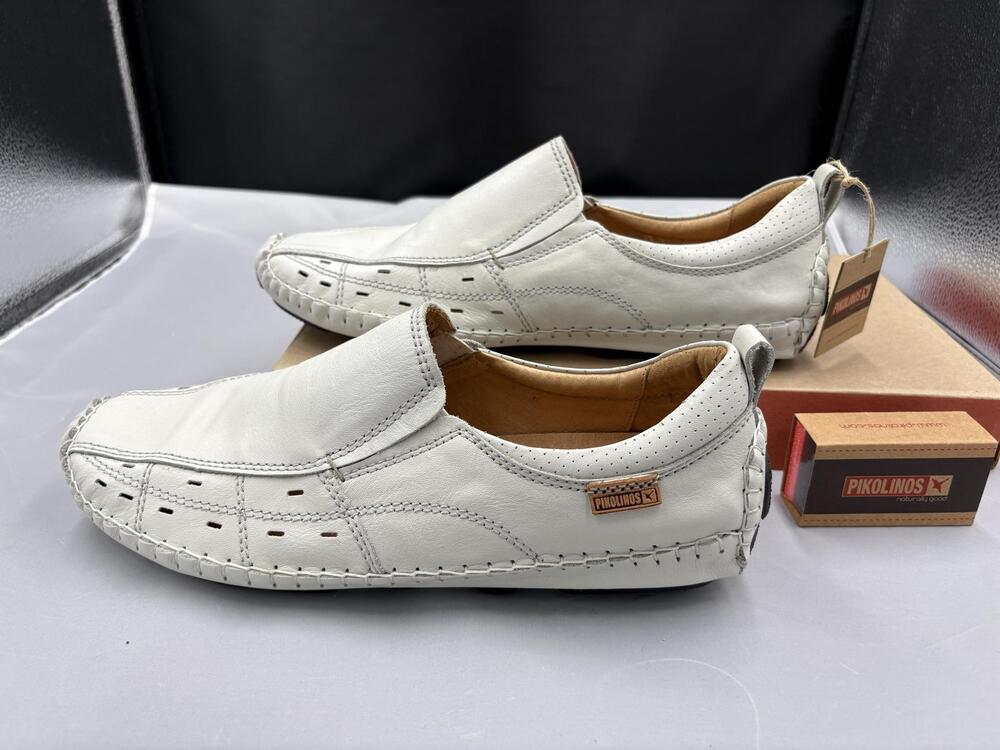 Pikolinos Shoes Mens EU 42 US 9 White Leather Moccasin Slip On Spain 09Z-5807